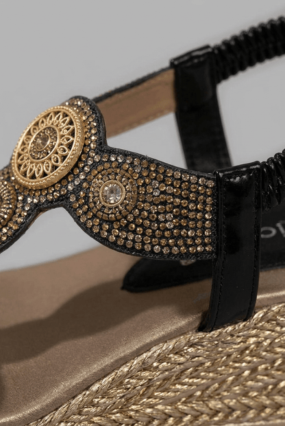 Dames Sandalen met Sleehak en Kralenversiering | Slingback