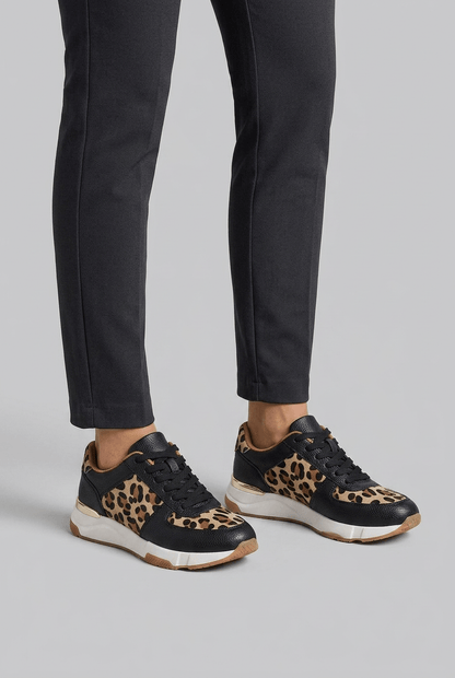 Dames Sneakers met Luipaardprint en Dikke Platformzool | Vetersluiting