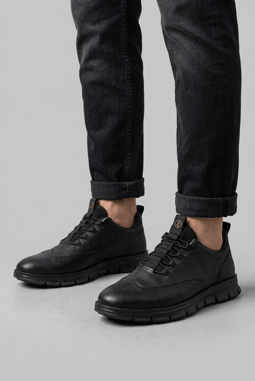 Heren Sneakers met Brogue Detail en Dikke Profielzool | Vetersluiting
