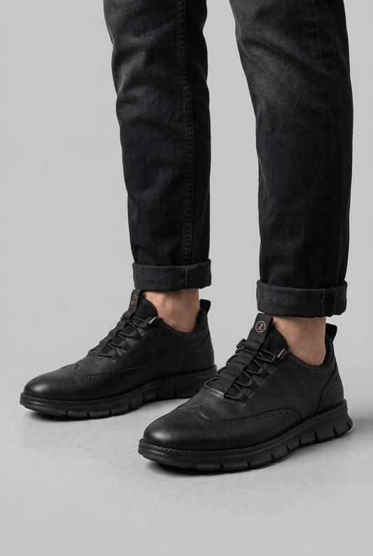 Heren Sneakers met Brogue Detail en Dikke Profielzool | Vetersluiting