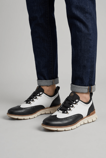 Heren Sneakers met Brogue Detail en Dikke Profielzool | Vetersluiting