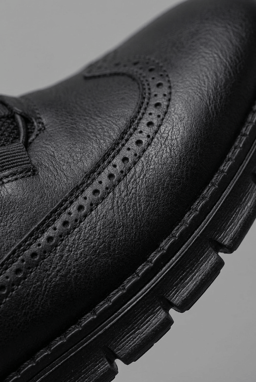 Heren Sneakers met Brogue Detail en Dikke Profielzool | Vetersluiting