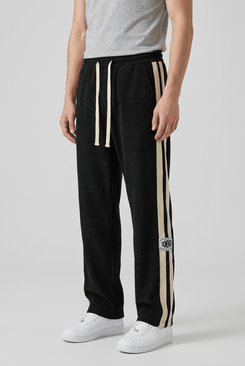 Heren Broek met Zijstrepen en Wijde Pijpen | Trekkoord