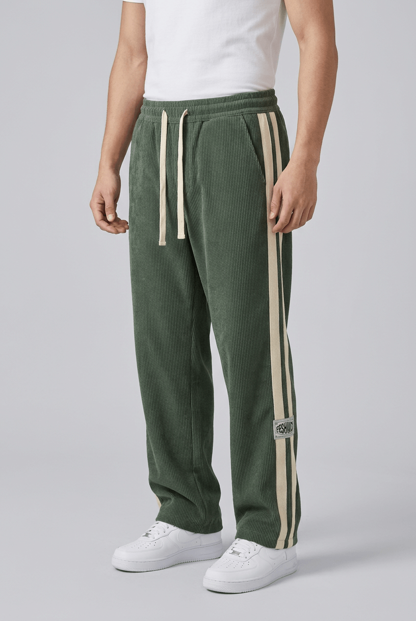 Heren Broek met Zijstrepen en Wijde Pijpen | Trekkoord