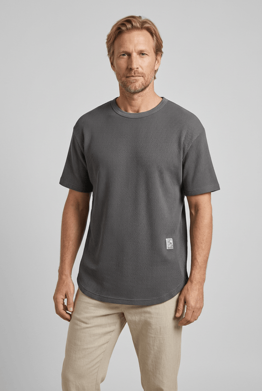 Heren T-shirt met Ronde Hals en Wafelstructuur | Casual