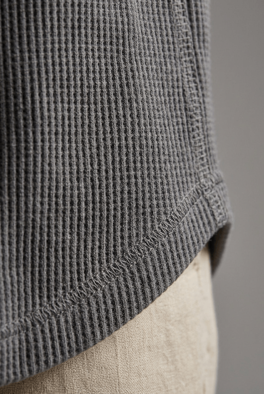 Heren T-shirt met Ronde Hals en Wafelstructuur | Casual