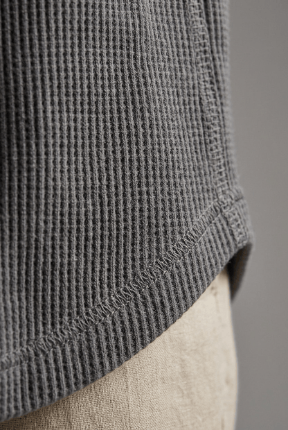 Heren T-shirt met Ronde Hals en Wafelstructuur | Casual
