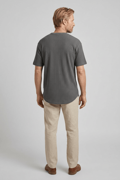 Heren T-shirt met Ronde Hals en Wafelstructuur | Casual