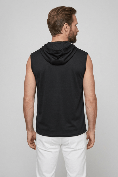 Heren Mouwloze Hoodie met Capuchon en Trekkoord