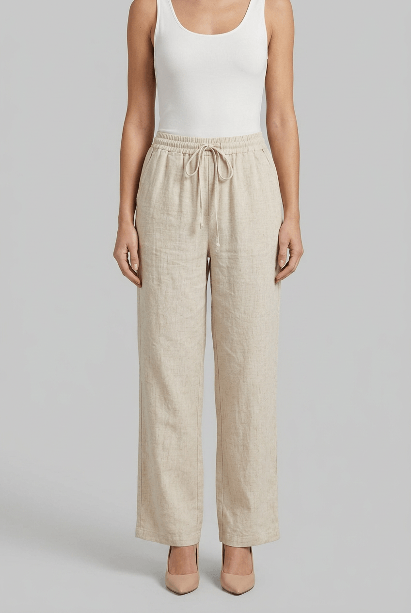 Dames Broek met Wijde Pijpen en Elastische Taille | Trekkoord