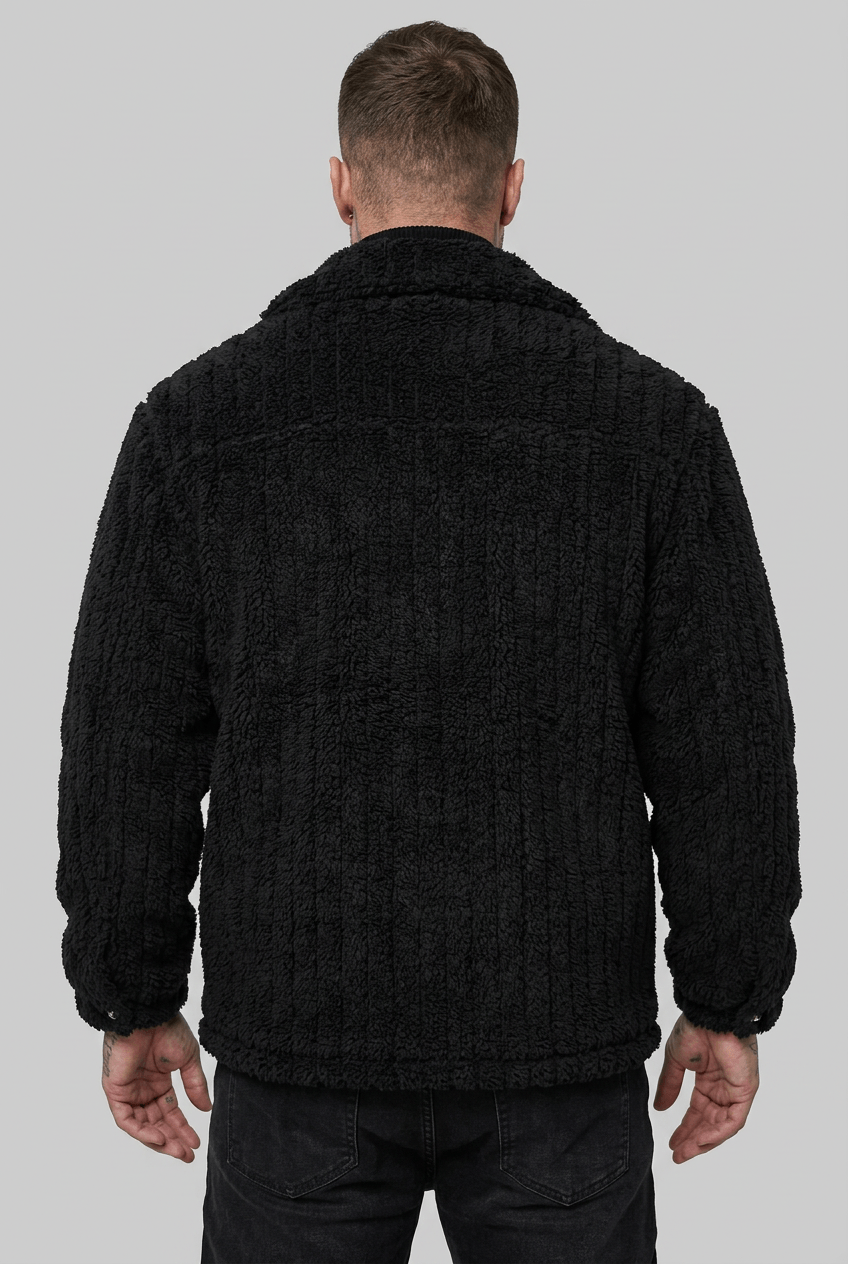 Heren Teddy Winterjas | Ribbelstructuur & Drukknoopsluiting