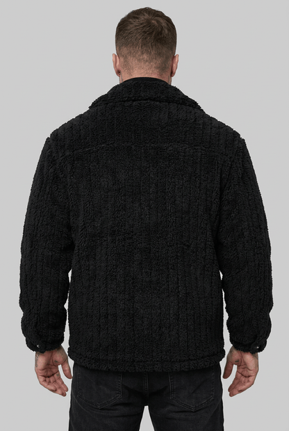 Heren Teddy Winterjas | Ribbelstructuur & Drukknoopsluiting