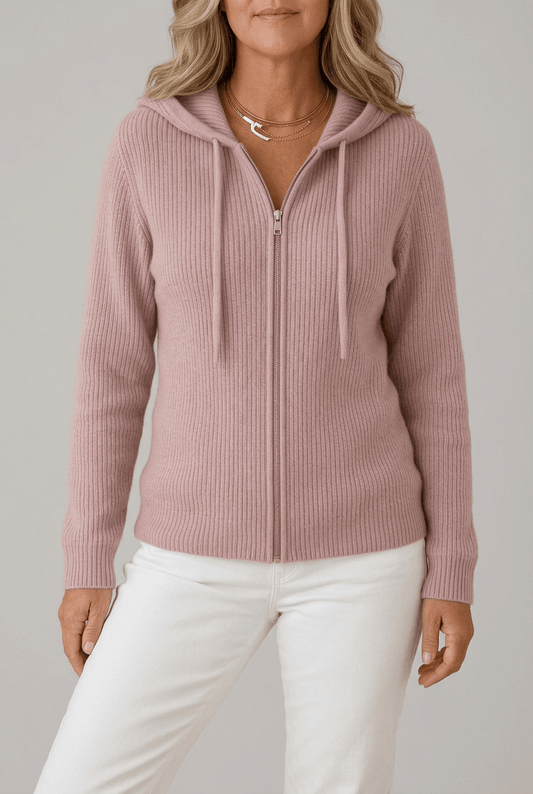 Dames Ribgebreid Vest | Capuchon & Rits