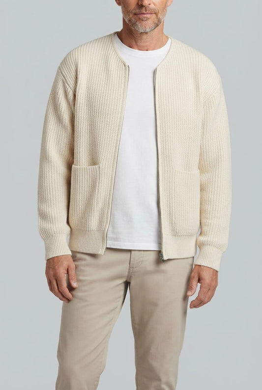 Heren cardigan winter | Ribbelstructuur & Ritssluiting