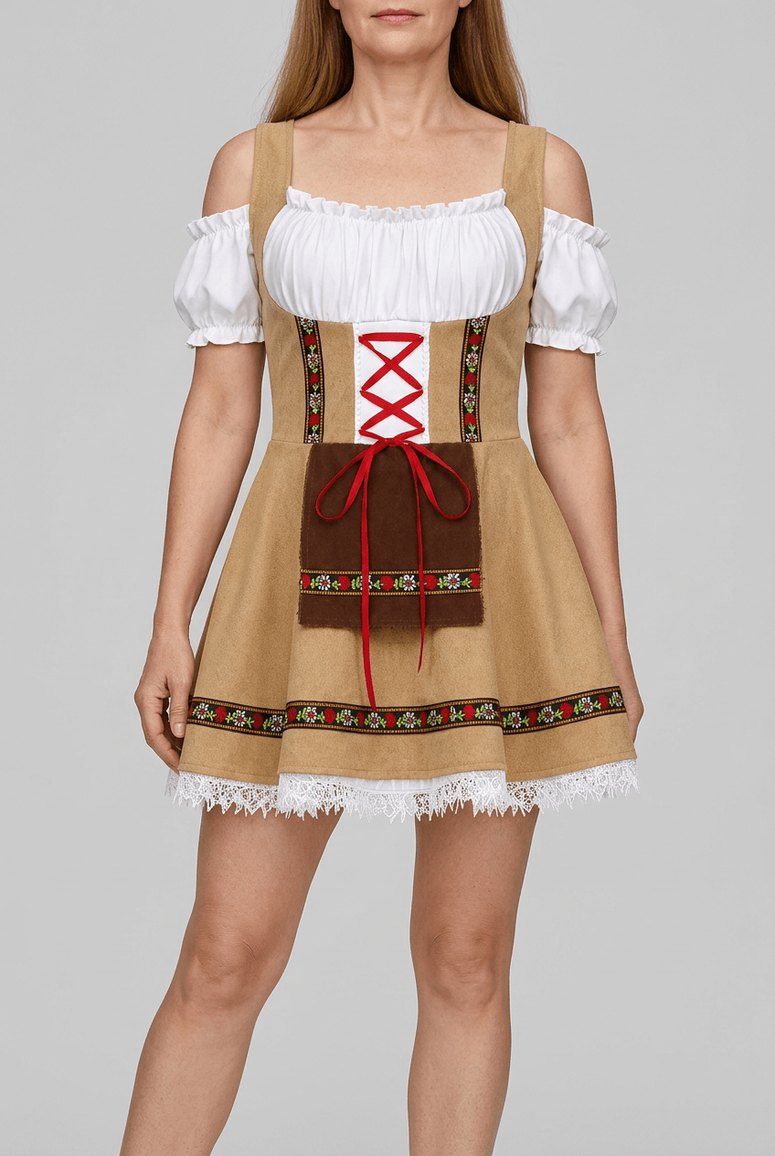 Dames Oktoberfest Jurk | Dirndl & Kruislint