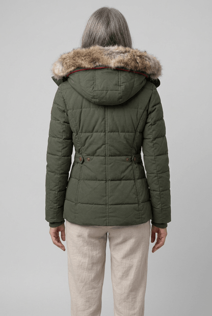 Dames Korte Gewatteerde Winterjas | Faux Fur Capuchon