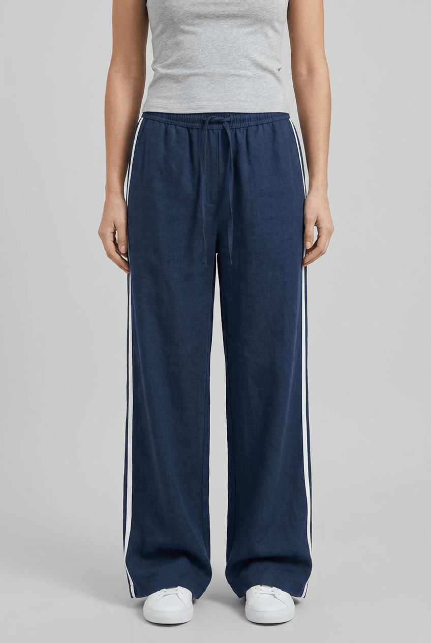 Dames Joggingbroek | Wijde Pijpen, Trekkoord & Strepen