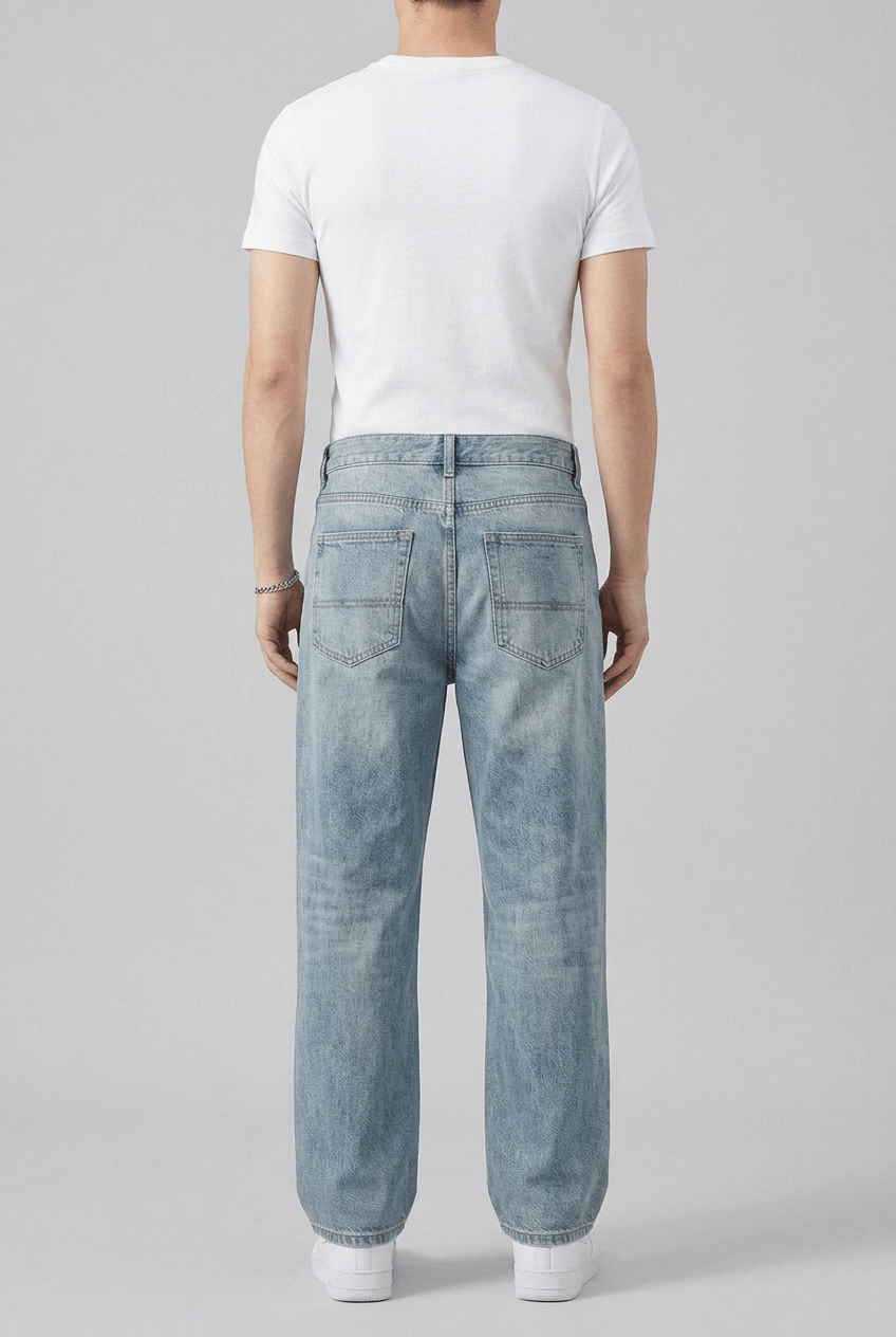 Heren Straight Leg Jeans | Zakken met Stiksels