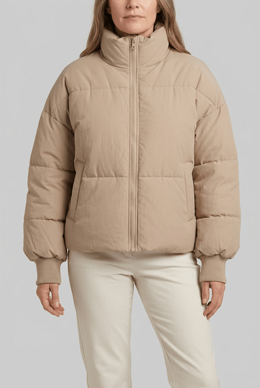 Dames Cropped Puffer Winterjas | Gewatteerd & Ritssluiting