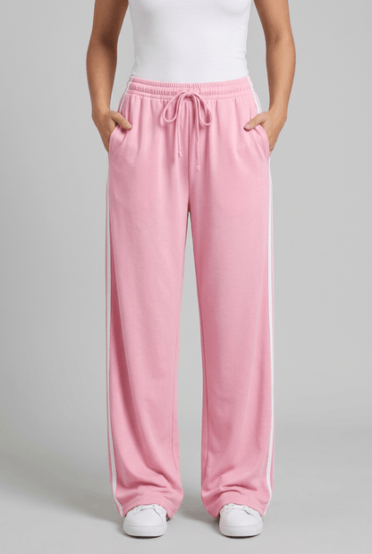 Dames Joggingbroek | Wijde Pijpen, Trekkoord & Strepen