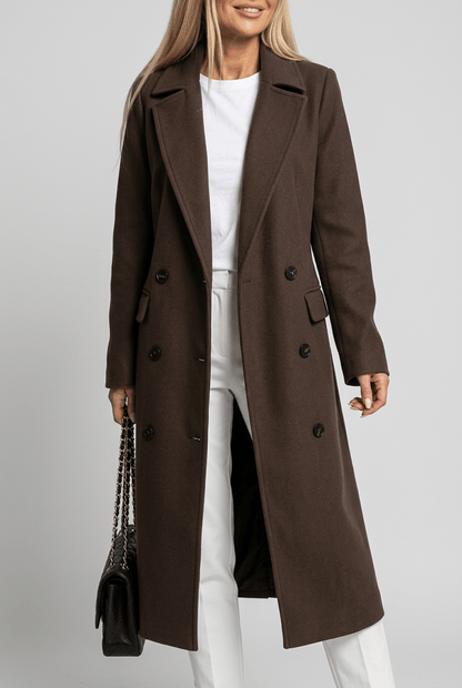 Dames Lange Trenchcoat | Ceintuur & Dubbele Knopenrij