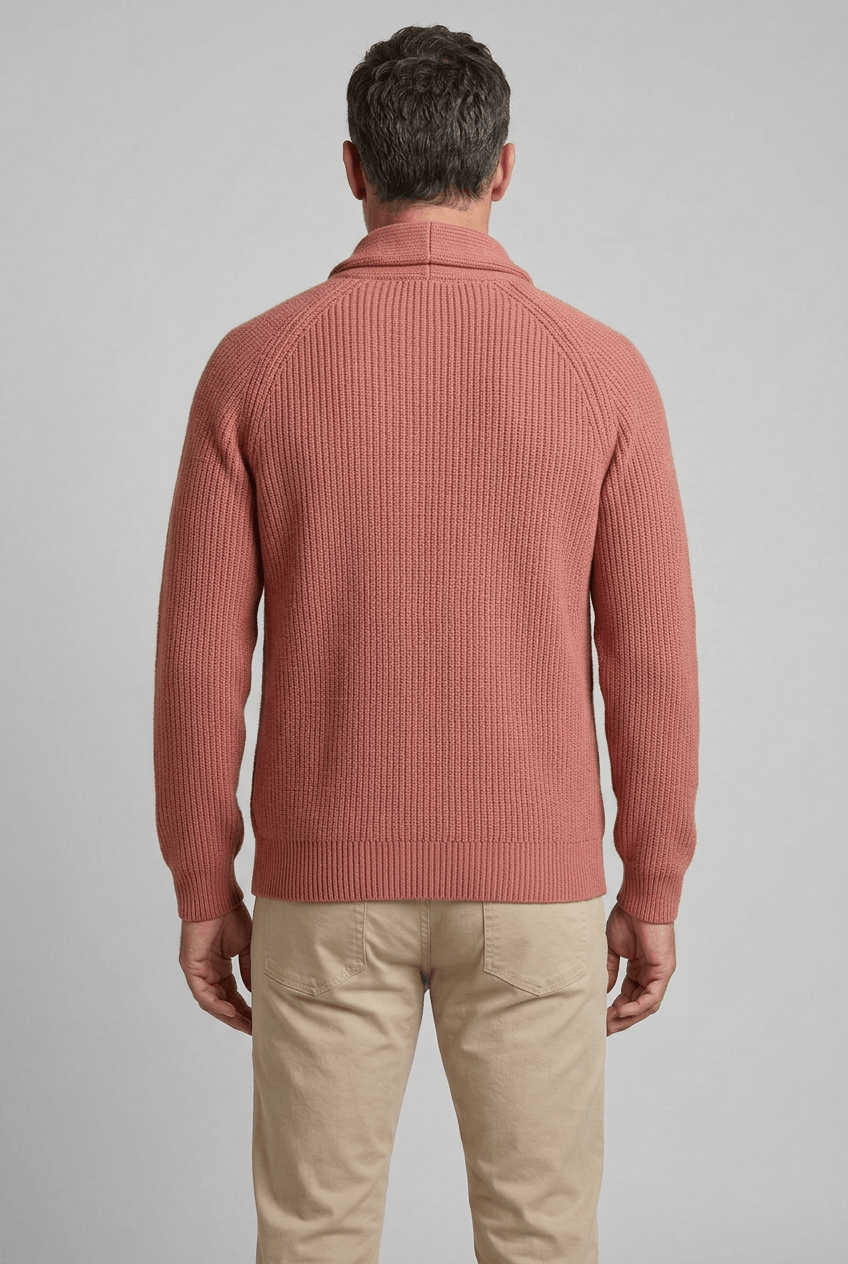 Heren winter cardigan ribgebreid | Sjaalkraag & knoopsluiting