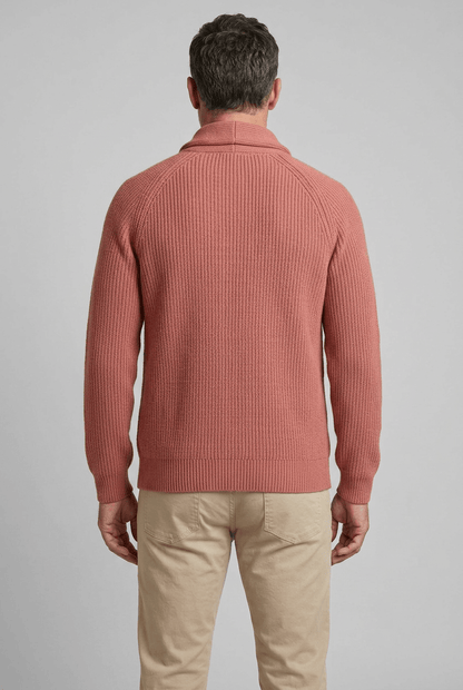 Heren winter cardigan ribgebreid | Sjaalkraag & knoopsluiting