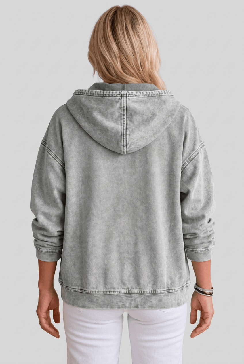 Dames Hoodie | Volledige Rits & Gewassen Look
