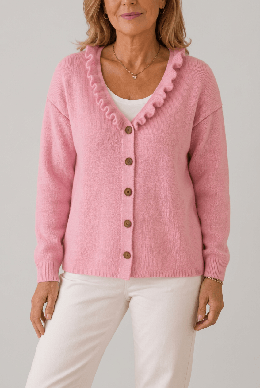 Dames Vest | Ruffle Kraag & Knoopsluiting