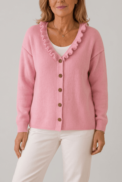 Dames Vest | Ruffle Kraag & Knoopsluiting