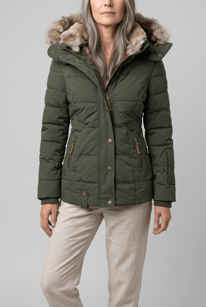 Dames Korte Gewatteerde Winterjas | Faux Fur Capuchon