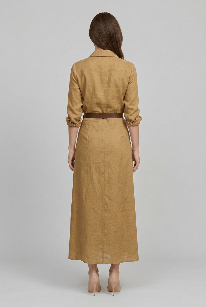 Maxikleid Damen | Blusenkleid mit Wickelrock & V-Ausschnitt