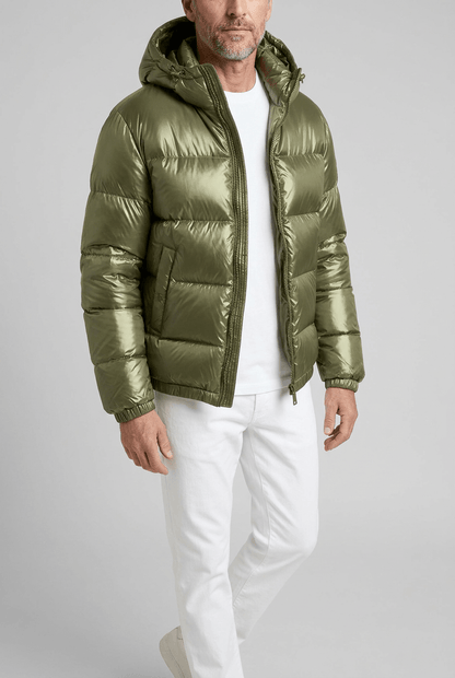 Heren gewatteerde puffer jacket | Capuchon & full-length rits