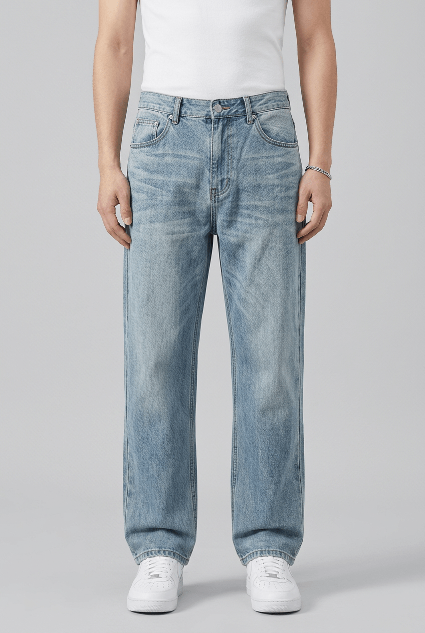 Heren Straight Leg Jeans | Zakken met Stiksels