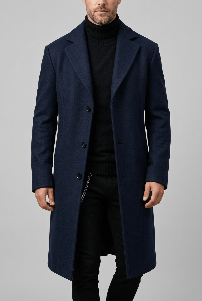 Lange Heren Jas | Getailleerd & Knoopsluiting