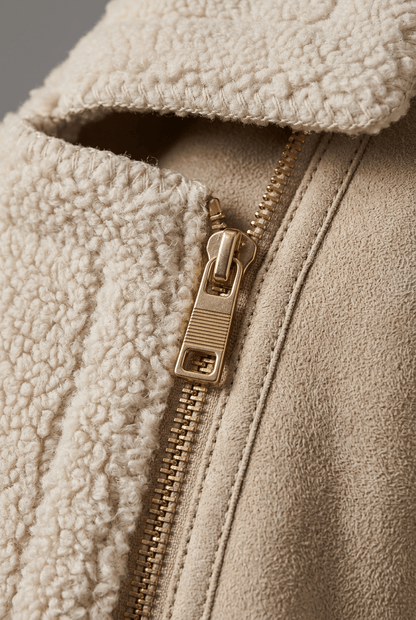 Dames Oversized Teddy Jas | Puntkraag & Rits