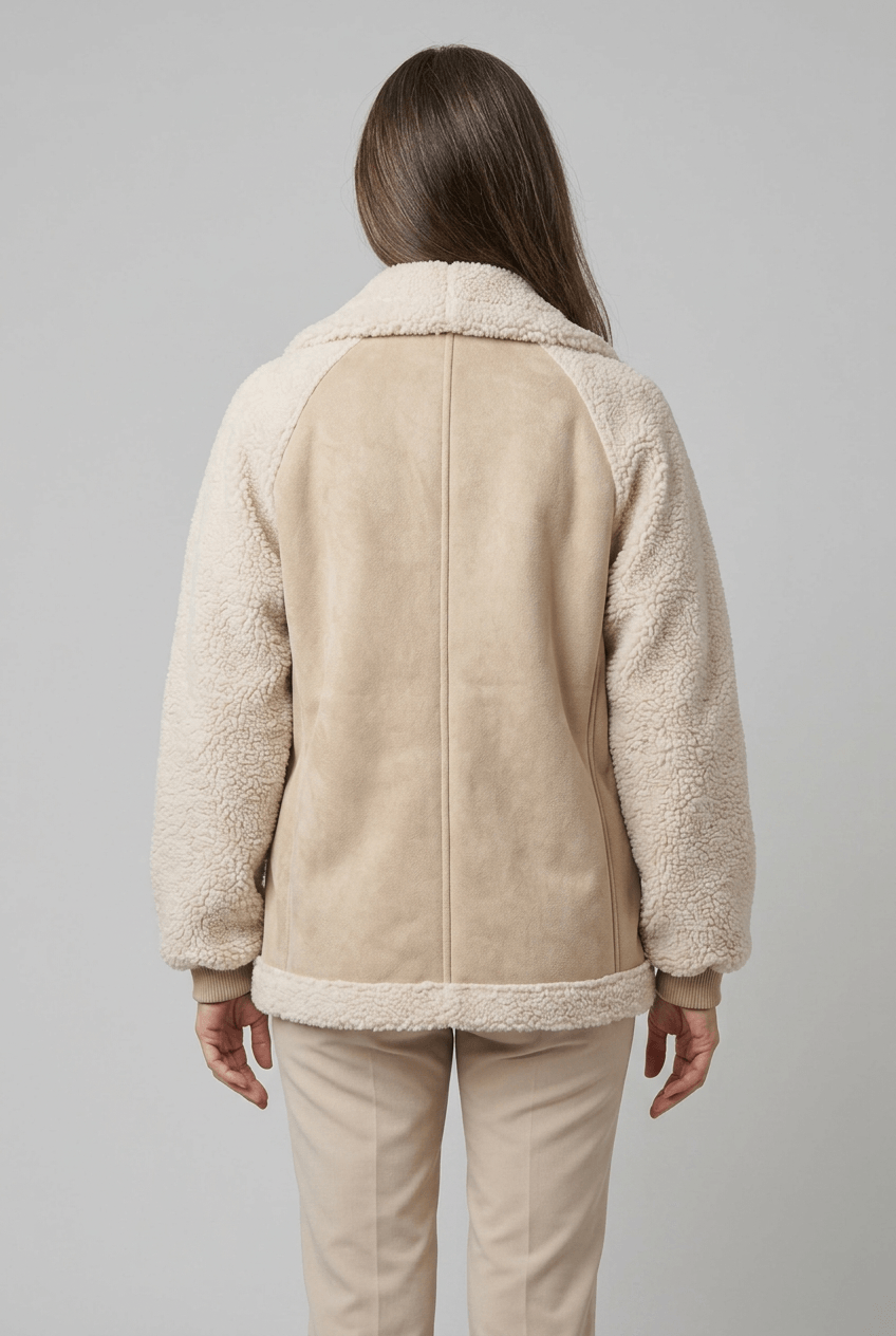 Dames Oversized Teddy Jas | Puntkraag & Rits
