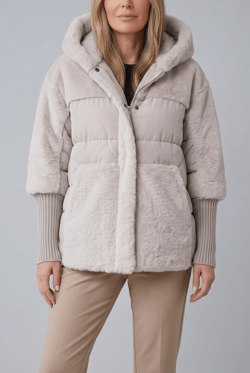 Dames Gewatteerde Winterjas | Bont-look Capuchon