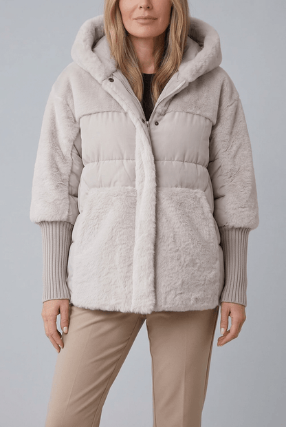 Dames Gewatteerde Winterjas | Bont-look Capuchon