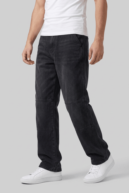 Heren Wijde Jeans | Elastische Taille & Paneelnaden