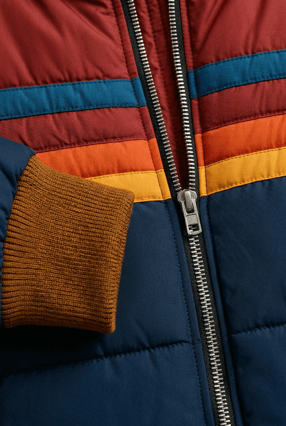 Dames Gewatteerde Puffer Jas | Kleurblok & Ritszakken