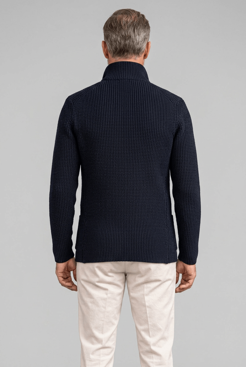 Heren cardigan winter | Opstaande kraag & knoopsluiting