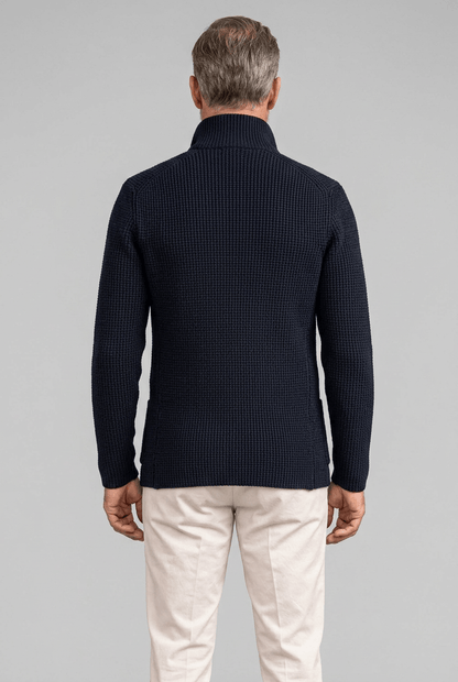 Heren cardigan winter | Opstaande kraag & knoopsluiting