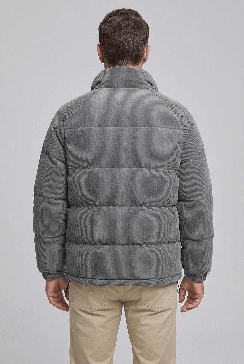 Heren puffer jacket ribstructuur | Opstaande kraag
