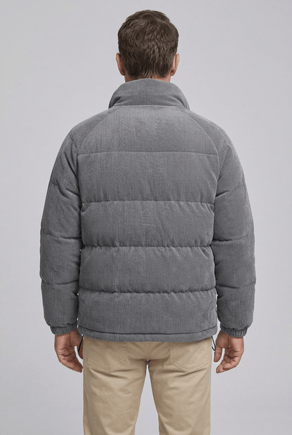 Heren puffer jacket ribstructuur | Opstaande kraag