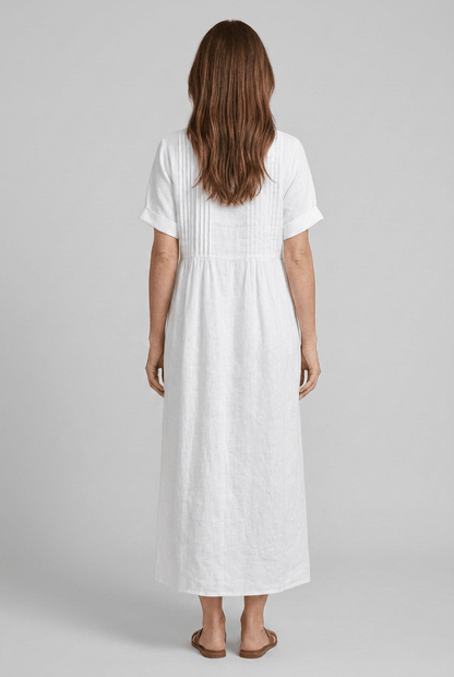 Zomerjurk Dames | Maxi Blousejurk met Pintucks & Knoopsluiting
