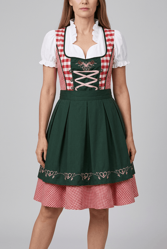 Dirndl Oktoberfest Jurk Dames | Gingham Ruit & Borduurwerk