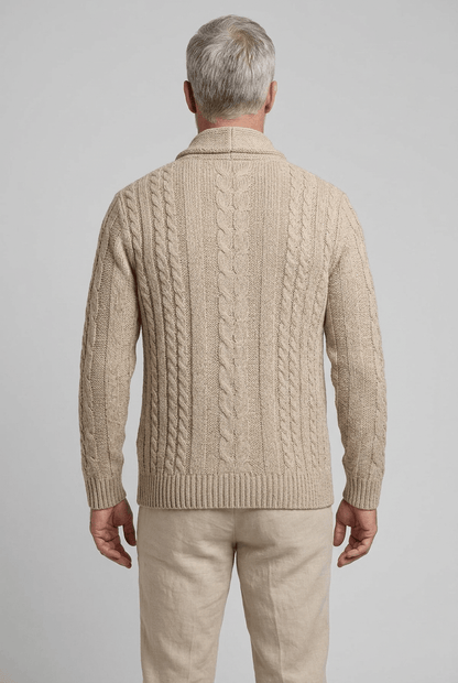 Heren cardigan met sjaalkraag | Kabelpatroon