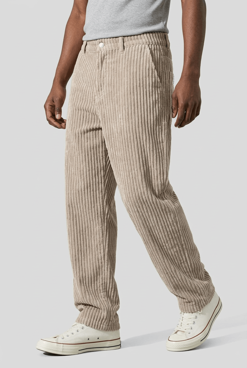 Heren Corduroy Broek | Brede Rib & Rechte Pijp