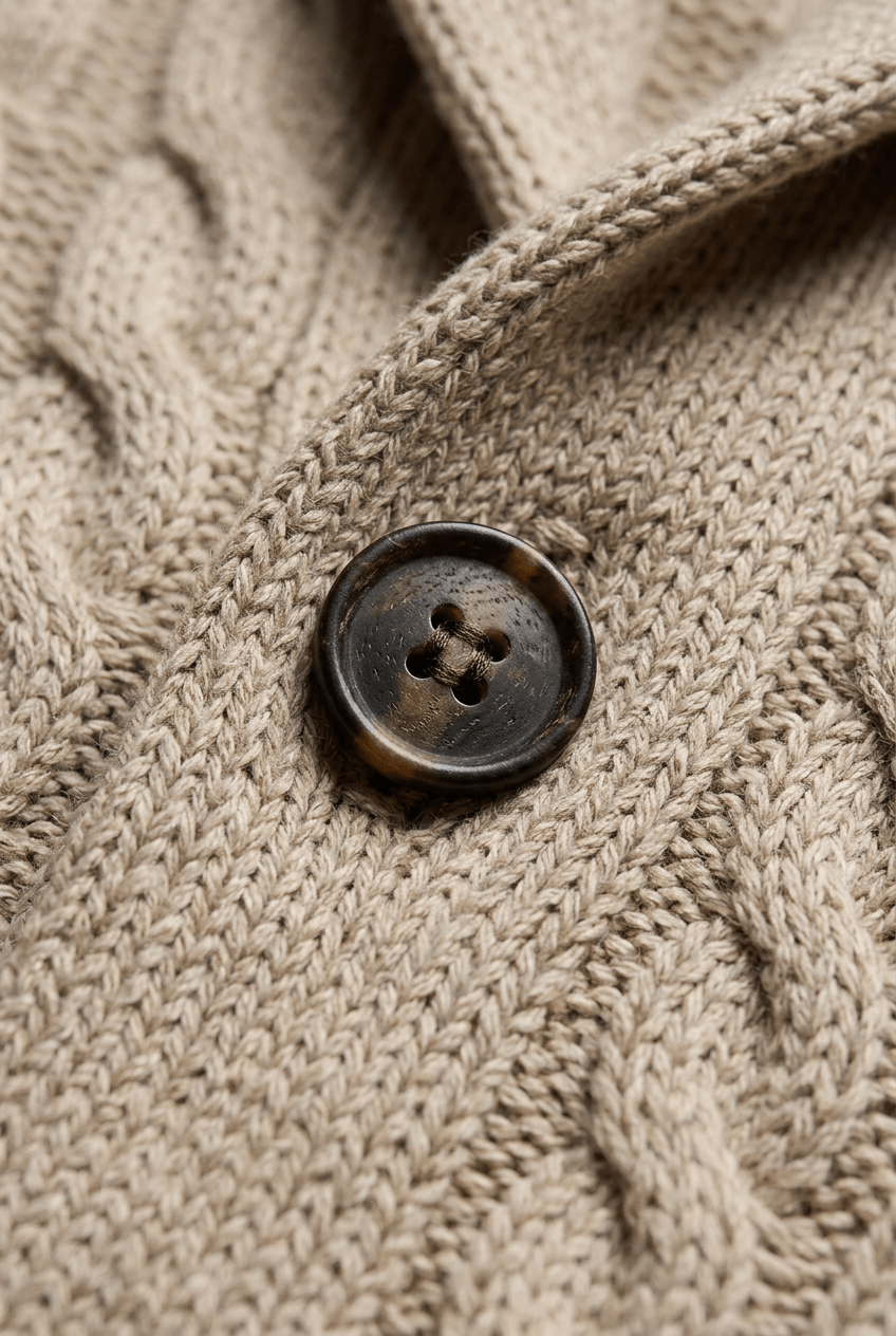 Heren cardigan met sjaalkraag | Kabelpatroon